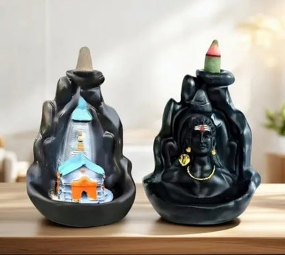 Urban Handcrafted temple & shiva design Backflow cone Burner with 101 incense cones pack