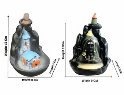 Urban Handcrafted temple & shiva design Backflow cone Burner with 101 incense cones pack