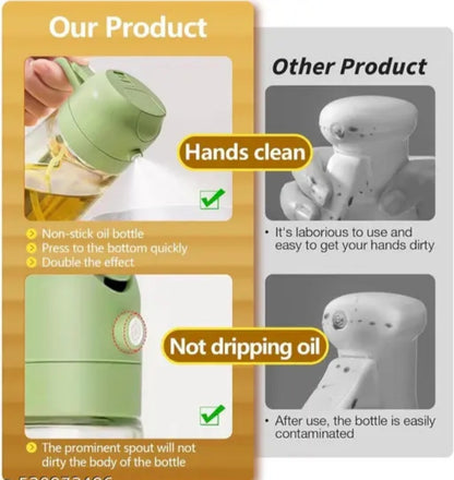 Oil sprayer and dispenser bottle for kitchen 2in 1 sprayer and oil dispenser for cooking
