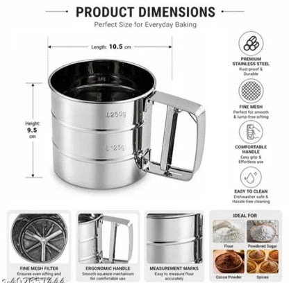 Baking stainless steel shaker sieve cup manual flour sifter